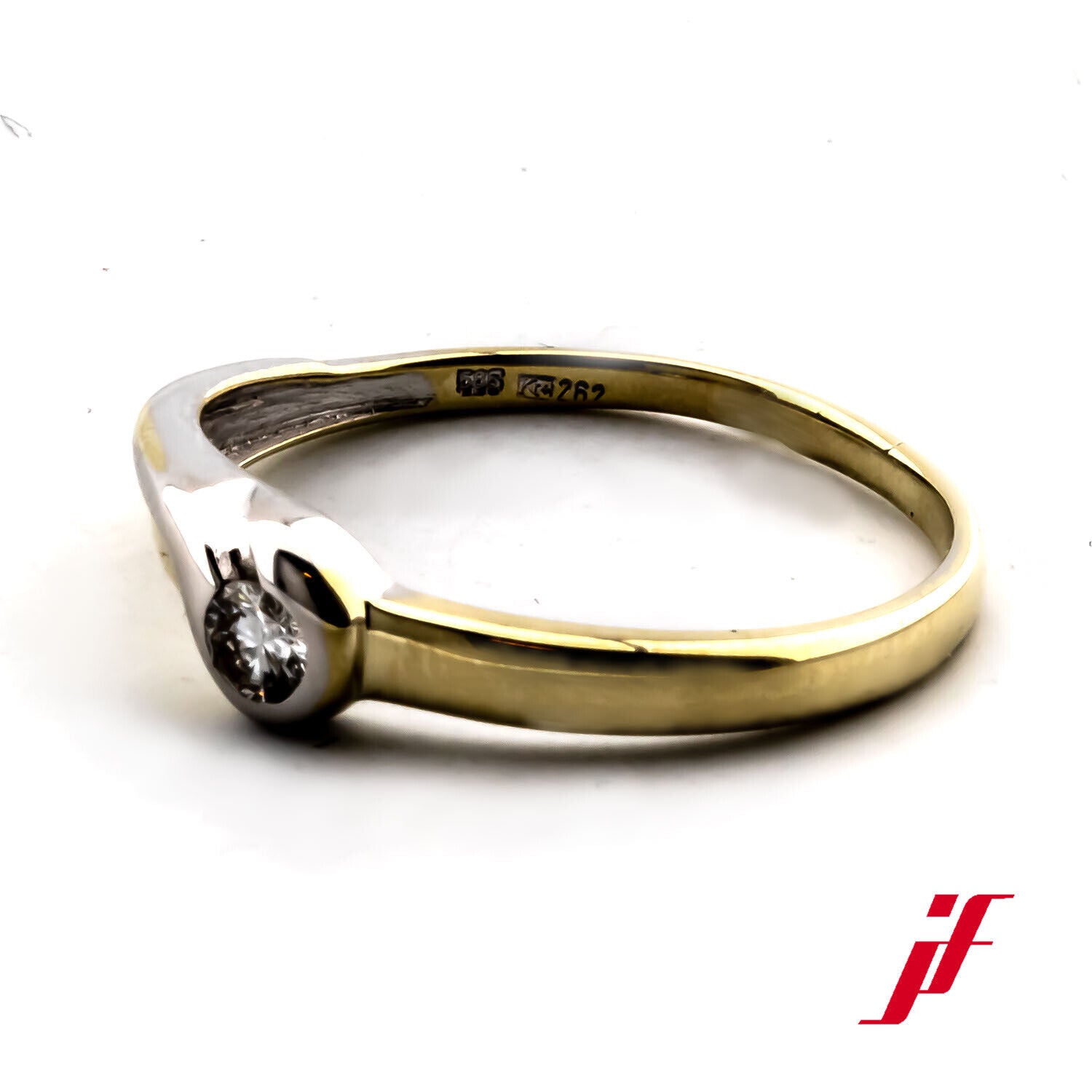 Ring Solitärring 585/14K Gelbgold Diamant Brillant Größe 57 TOP