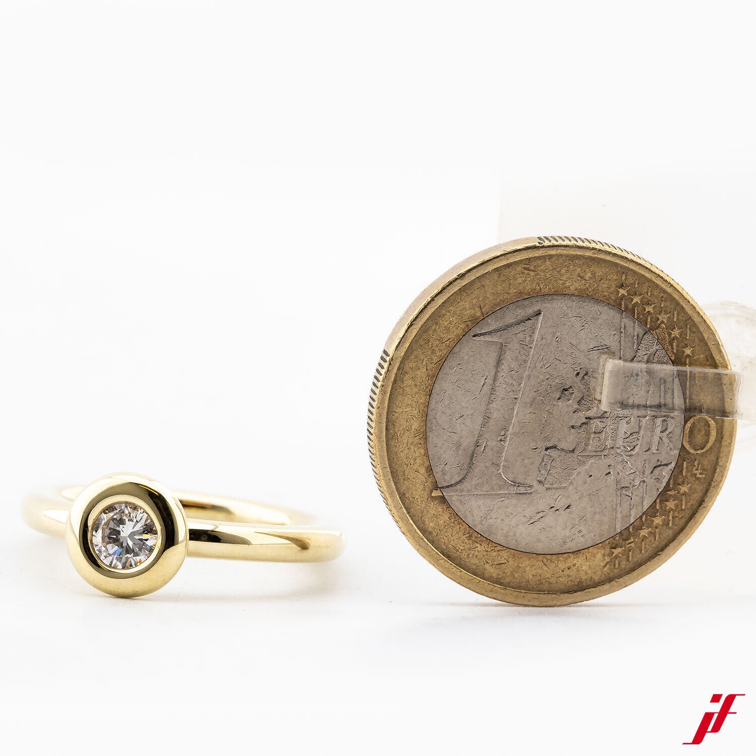 Damenring Solitärring 585/14K Gelbgold Diamant Brillant Ringweite 50