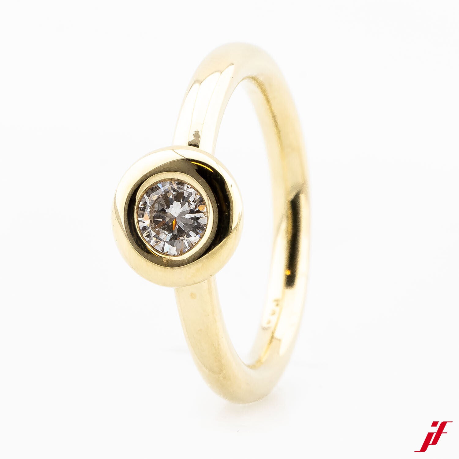 Damenring Solitärring 585/14K Gelbgold Diamant Brillant Ringweite 50