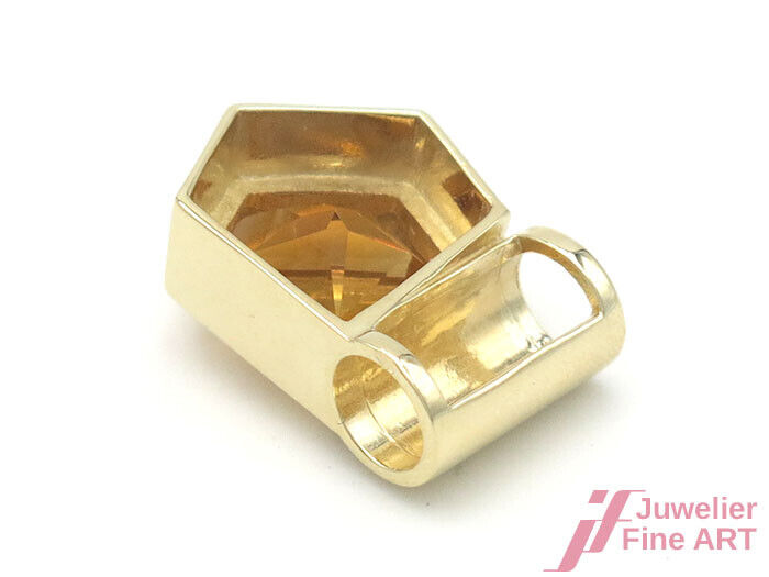ANHÄNGER - 14K/585 GG - 1 Citrin unregelm. Pentagonschliff - ca. 9,4 g