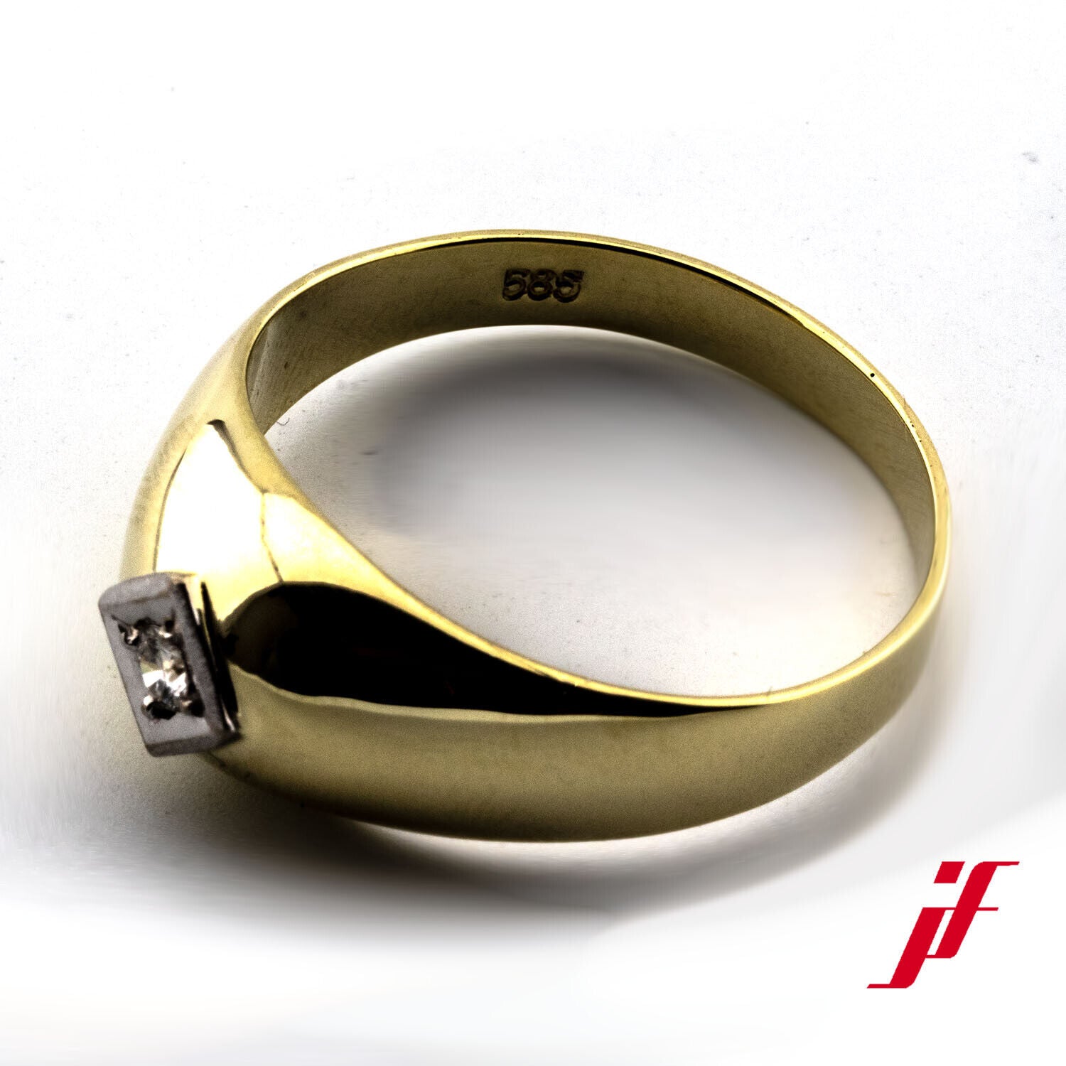 Ring Solitärring Unisex 585/14K Gelbgold Weißgold Diamant Brillant Größe 66