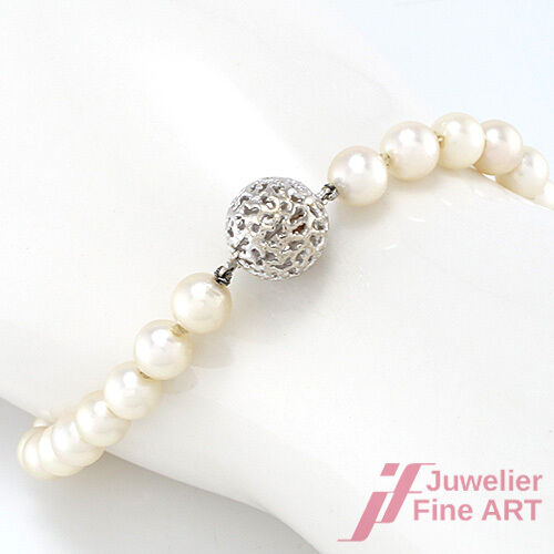 Armband, Akoya-Perlen Ø 6,5 mm mit 585/14K Weißgold-Schließe - 13,3 g - 19,5 cm