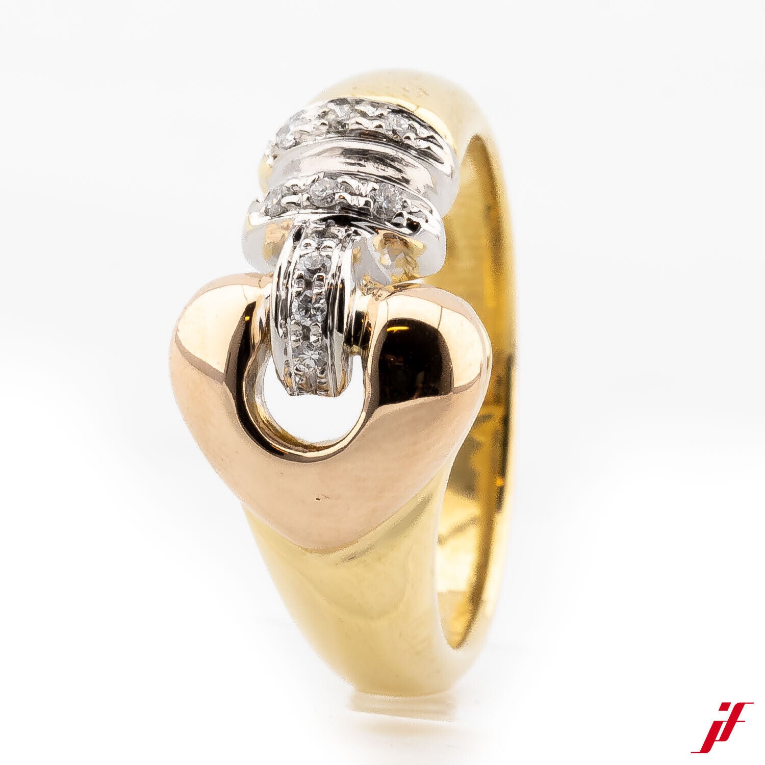 Damenring Klassisch 750/18K Gold 9 Diamanten Brillantschliff 0,09 ct 53,5