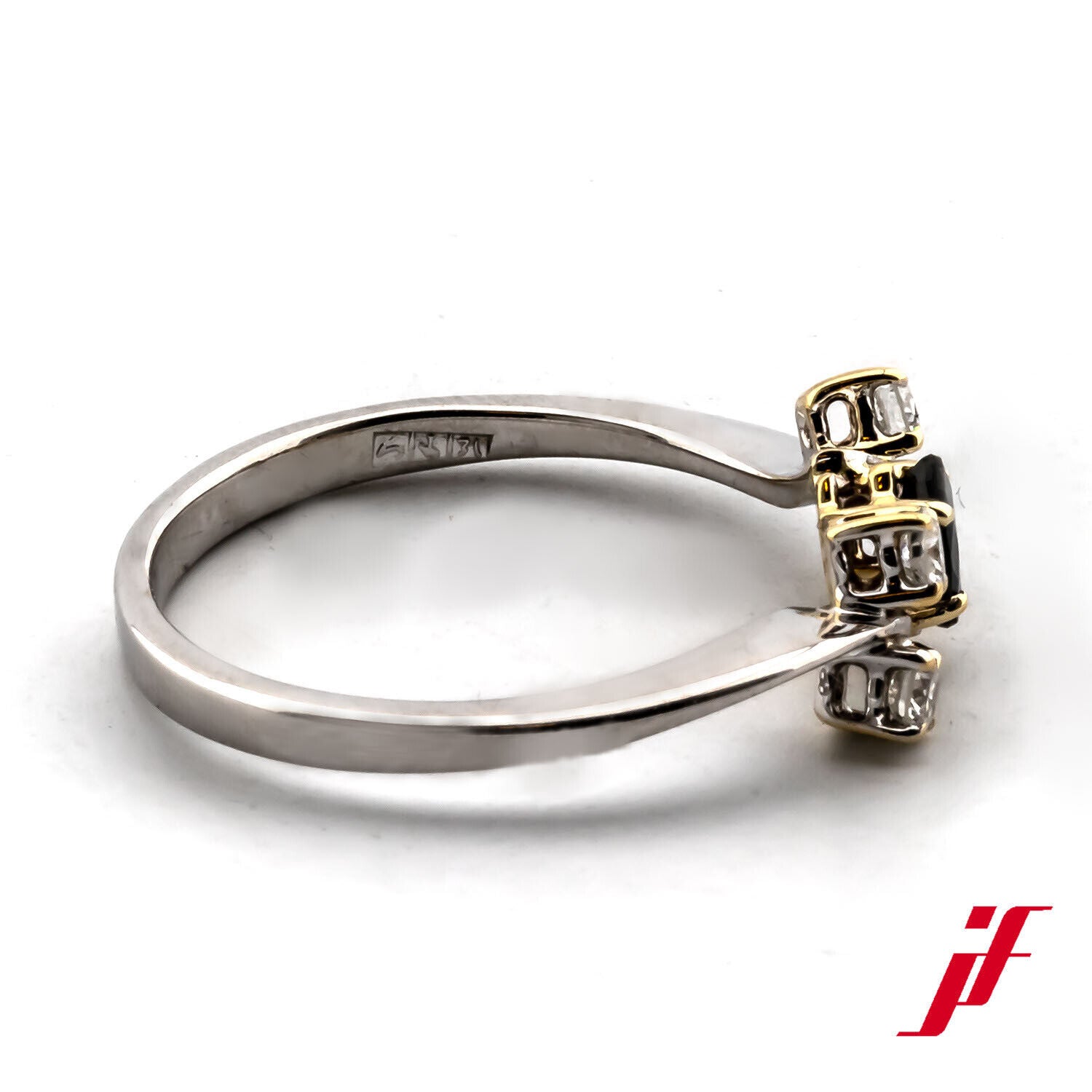 Ring 585/14K Weißgold Gelbgold 1 Saphir Diamanten Brillanten Größe 56 TOP