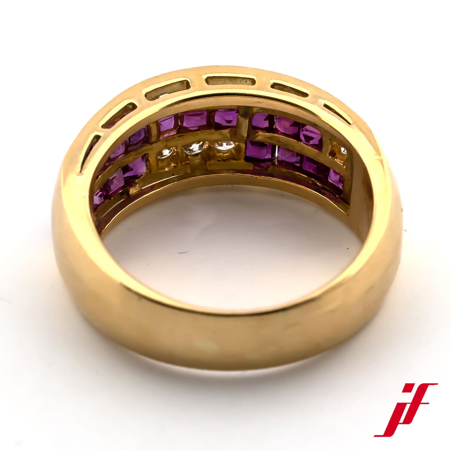 Ring 750/18K Gelbgold Rubin rot Diamant Brillant Größe 52