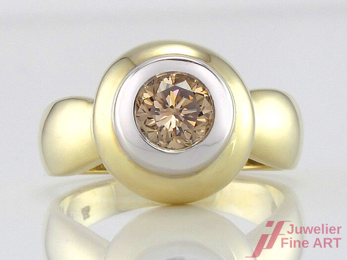 Ring Solitärring 585/14K Gelbgold Weißgold fancy Brillant Diamant neu