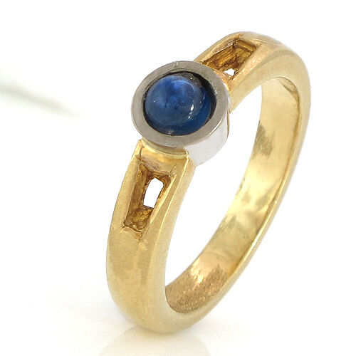 Ring 750/18K Gelbgold Weißgold Safir Saphir blau Größe 54