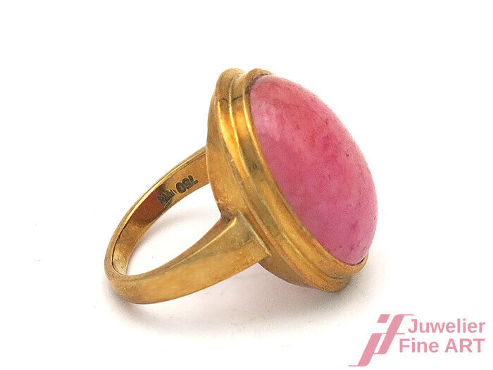 Ring in 18K750 GG mit einem rosa Jade Cabochon ca. 15 ct - 10,8 g - Gr. 53 - TOP