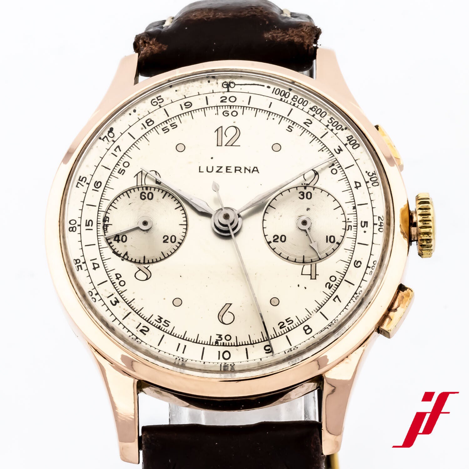 Armbanduhr Luzerna Vintage Chronograph 750/18K Rotgold Automatik 36 mm