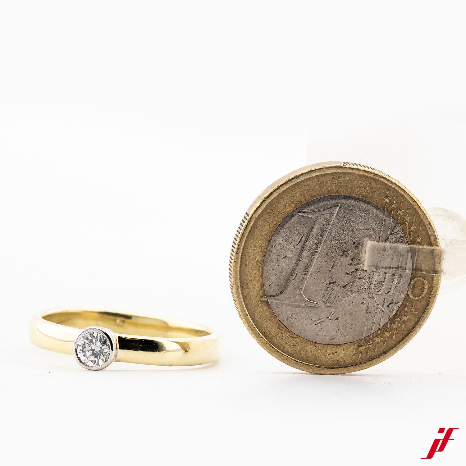 Damenring Solitärring 585/14K Gelbgold Weißgold Diamant Brillant 56,5