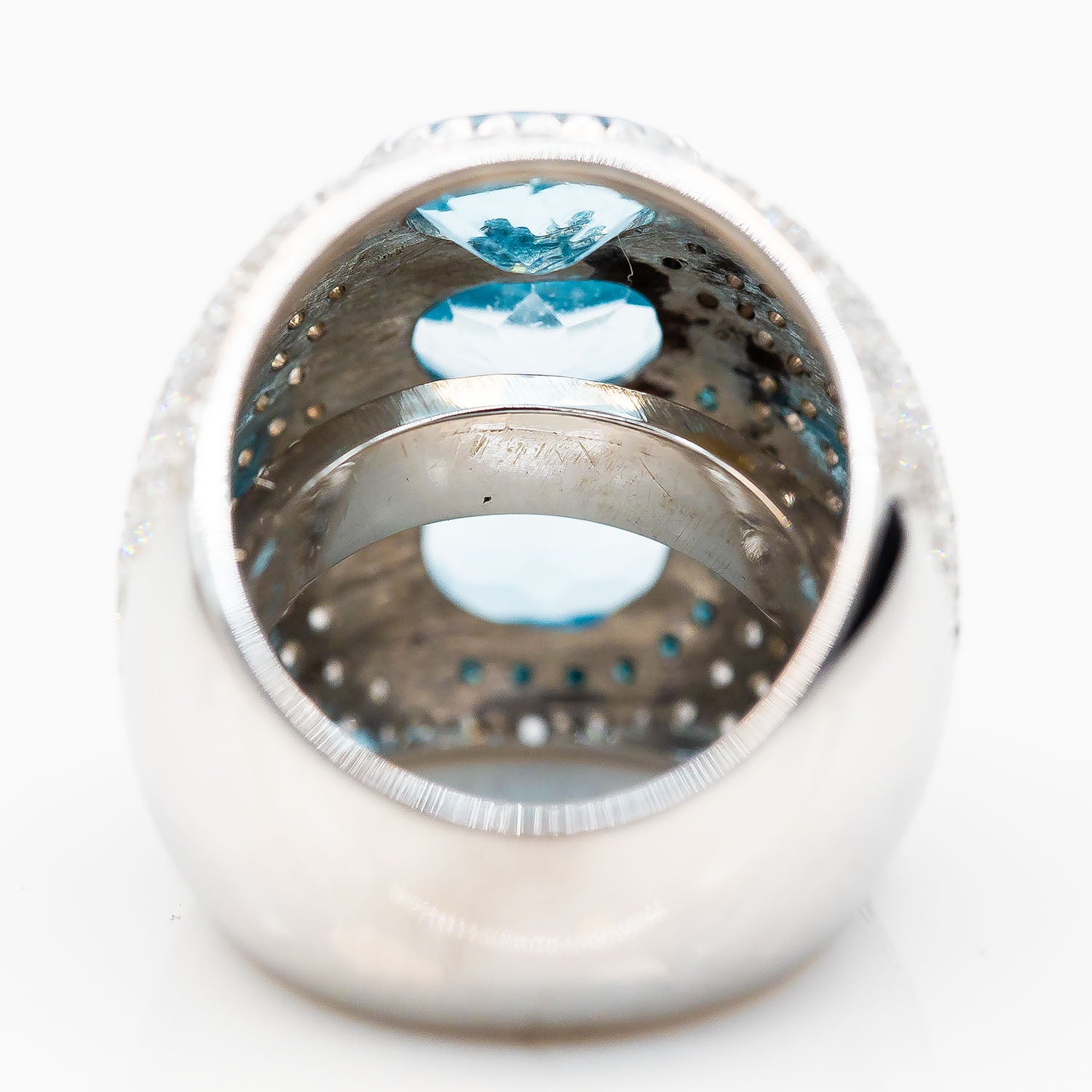 Ring 18K Weißgold Auqamarin blaue/weiße Diamanten ca. 6,5ct Gr.52 - Wert 18.000€