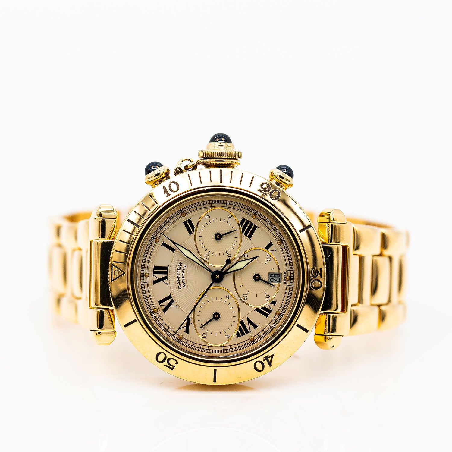 Cartier Pasha Chronograph 38mm Ref.2111 18K Gelbgold Automatik Fullset 1997