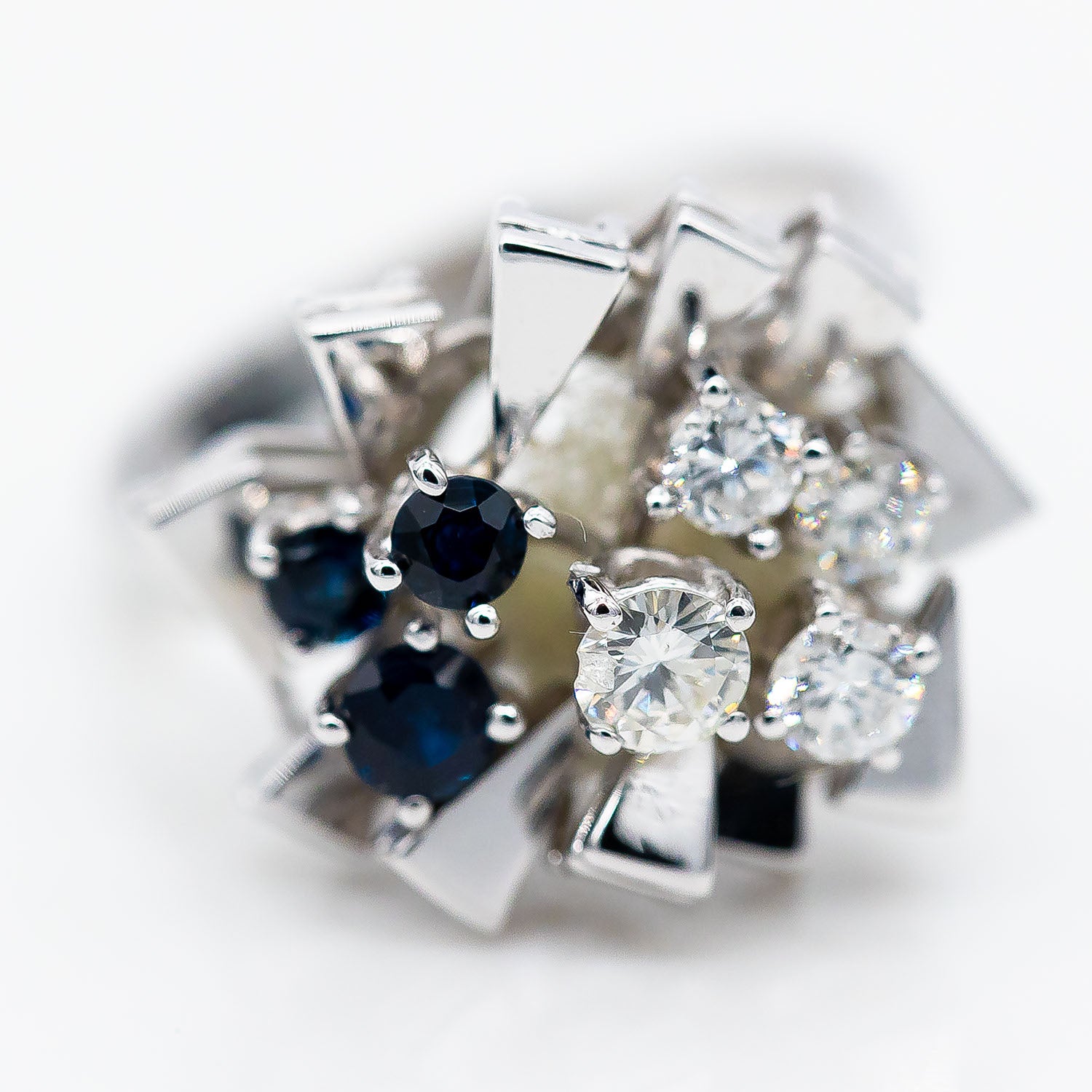 Ring 585/14K Weißgold Saphir 0,20ct Diamant 0,35ct W/SI Gr.55 - Wert 3.000€