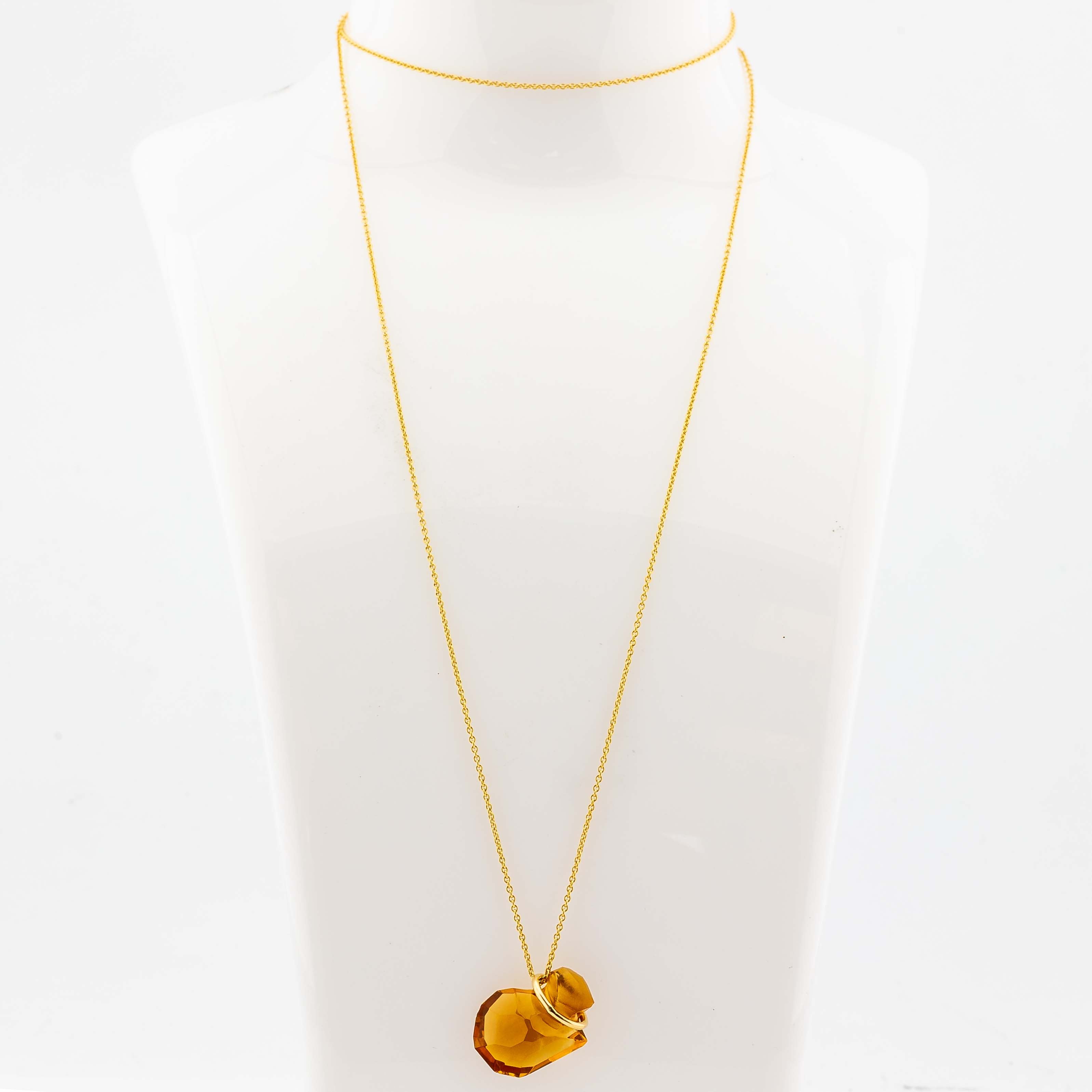 Kette mit Citrin-Anhänger 750/18K Gelbgold L: 61cm 6,25g