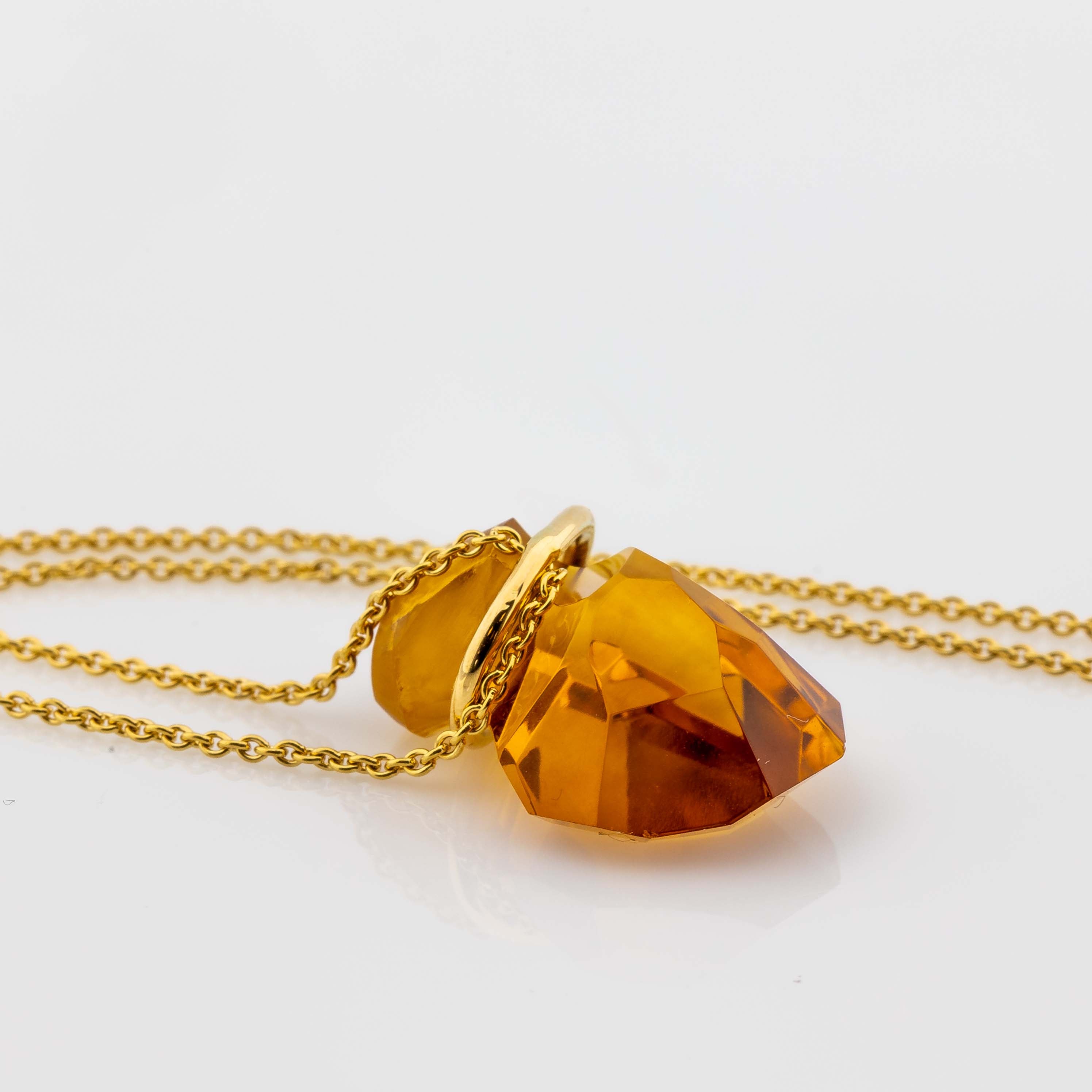 Kette mit Citrin-Anhänger 750/18K Gelbgold L: 61cm 6,25g
