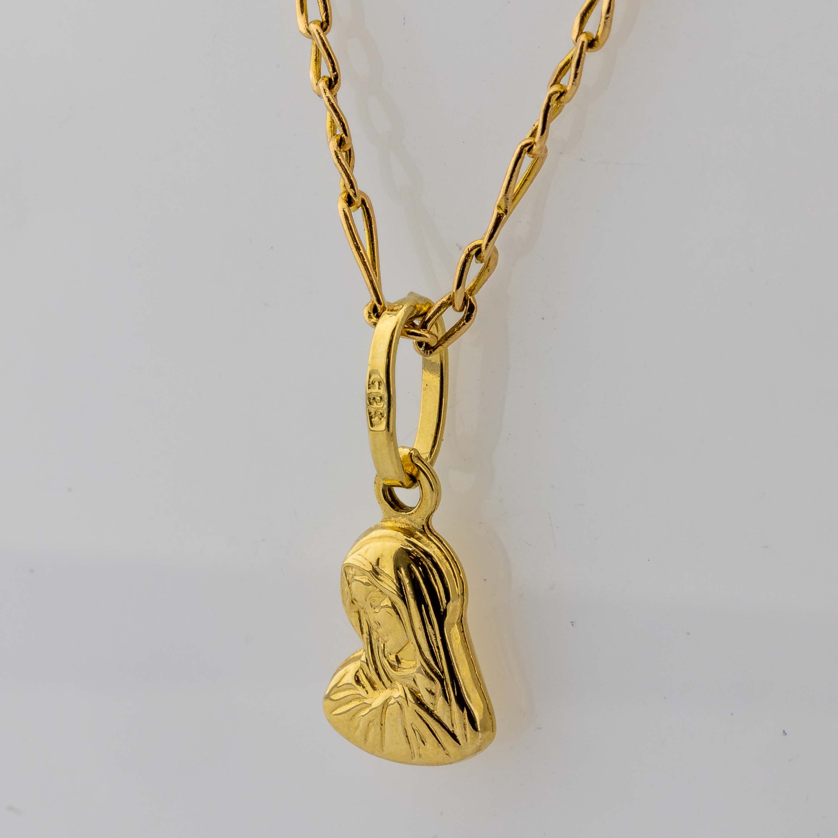 Halskette mit Maria-Anhänger 585/14K Gelbgold L: 61cm 2,49g