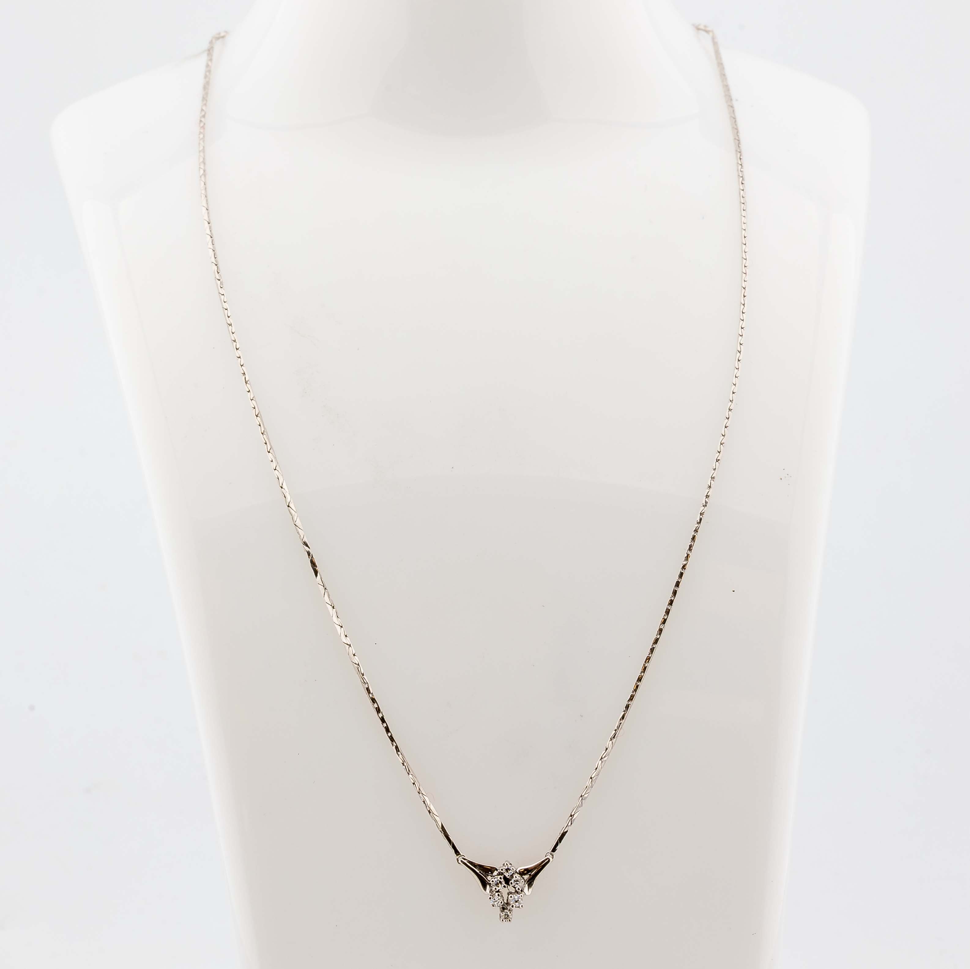 Collier 585/14K Weißgold 6 Diamanten 0,25ct W/Si L: 41cm 4,55g