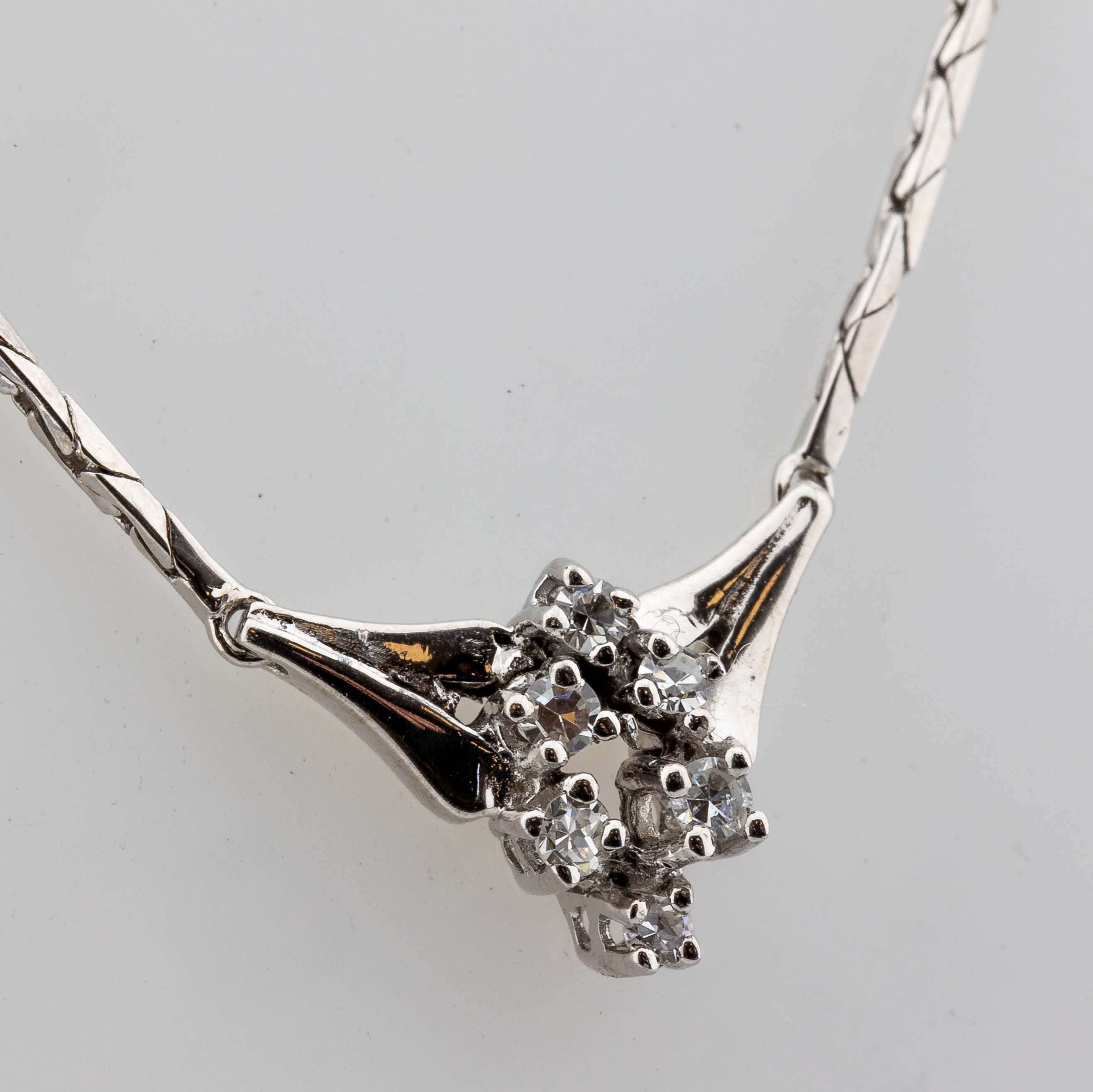 Collier 585/14K Weißgold 6 Diamanten 0,25ct W/Si L: 41cm 4,55g