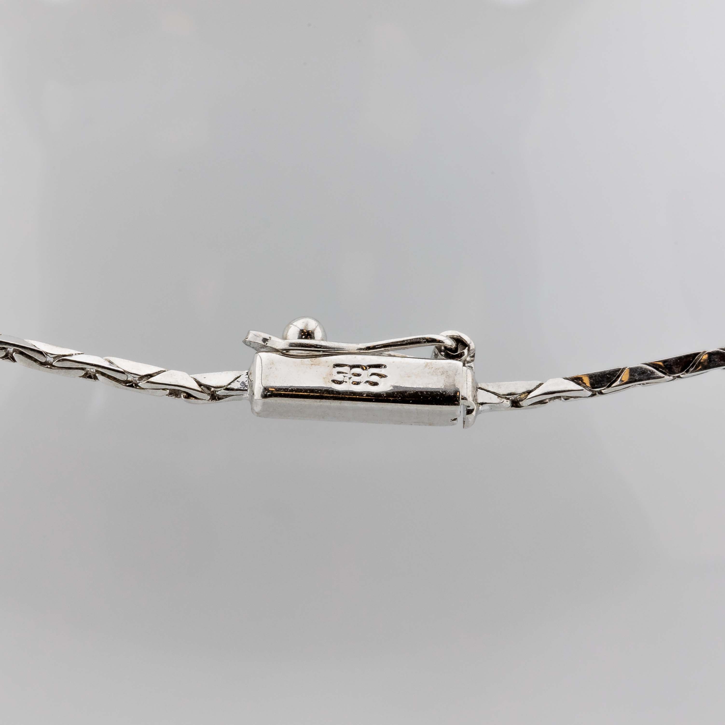 Collier 585/14K Weißgold 6 Diamanten 0,25ct W/Si L: 41cm 4,55g