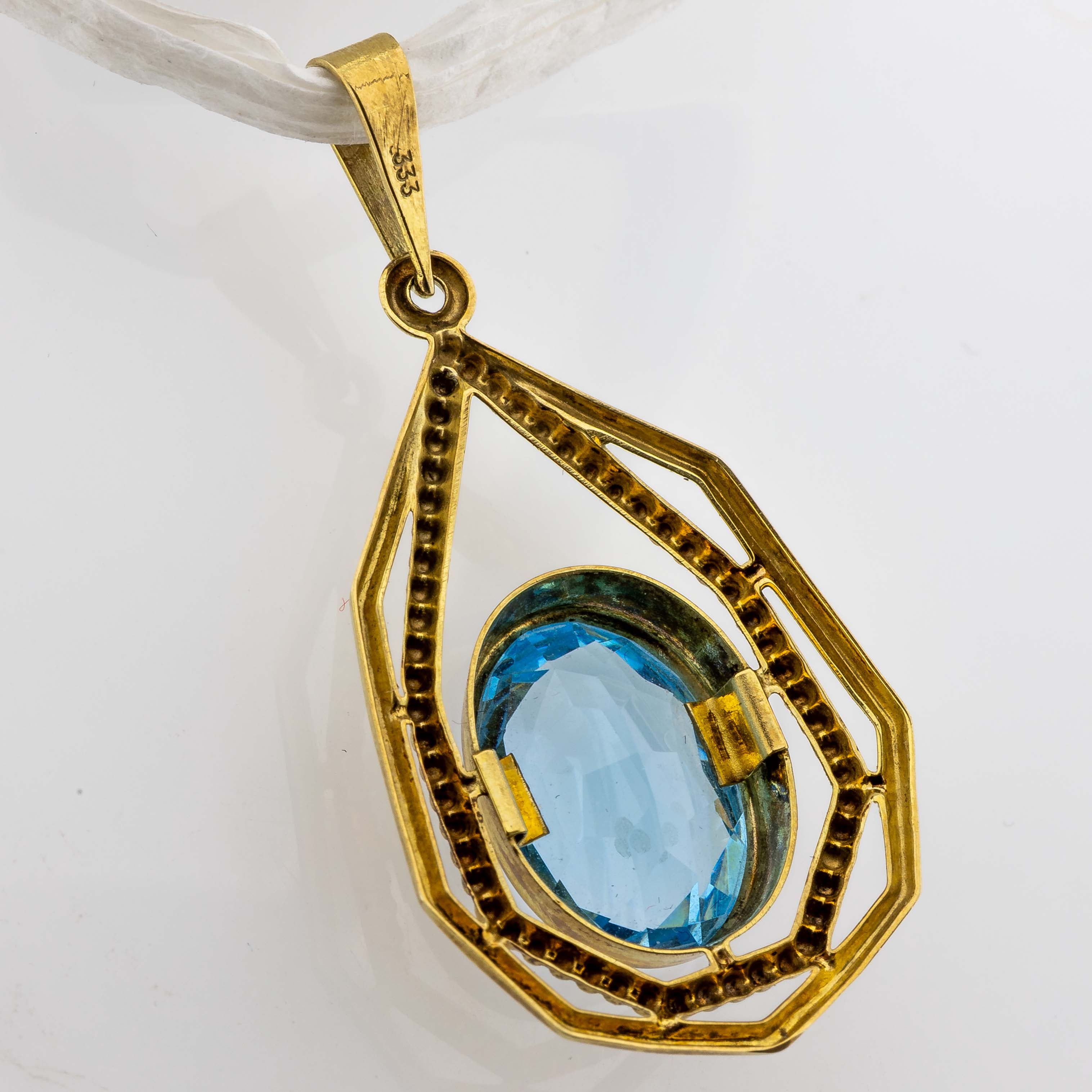 Blautopas-Anhänger 333/8K Gelbgold ca. 4,8ct L: 3,4cm 2,5g