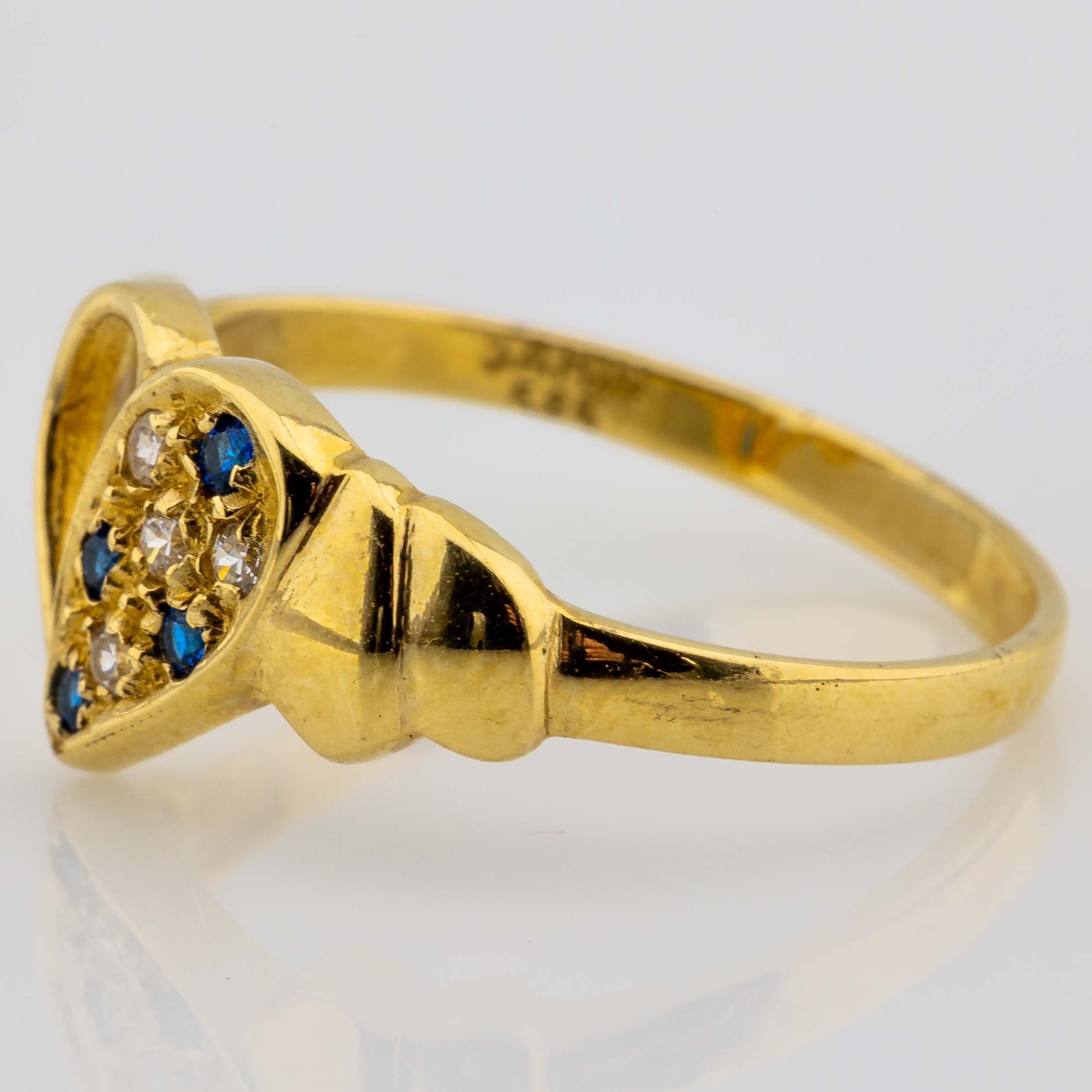 Herzchen-Ring 585/14K Gelbgold mit Farbsteinbesatz 2,49g Gr. 57