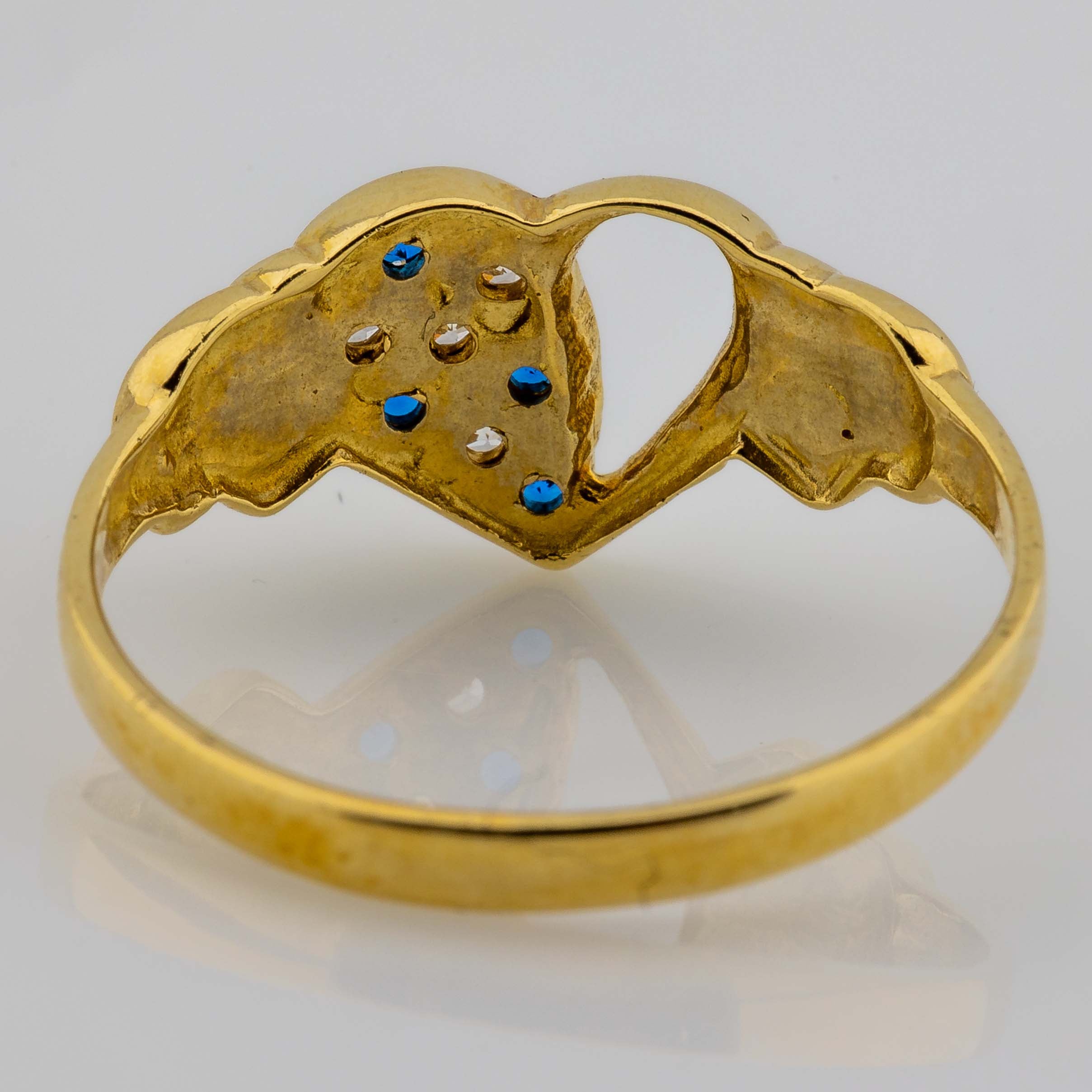 Herzchen-Ring 585/14K Gelbgold mit Farbsteinbesatz 2,49g Gr. 57