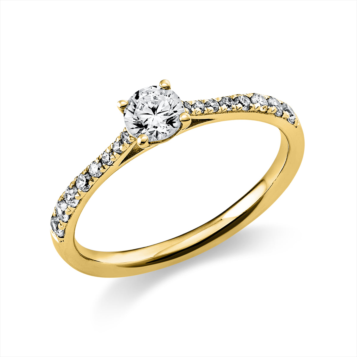 Solitaire mit Besatz Ring 0,51ct