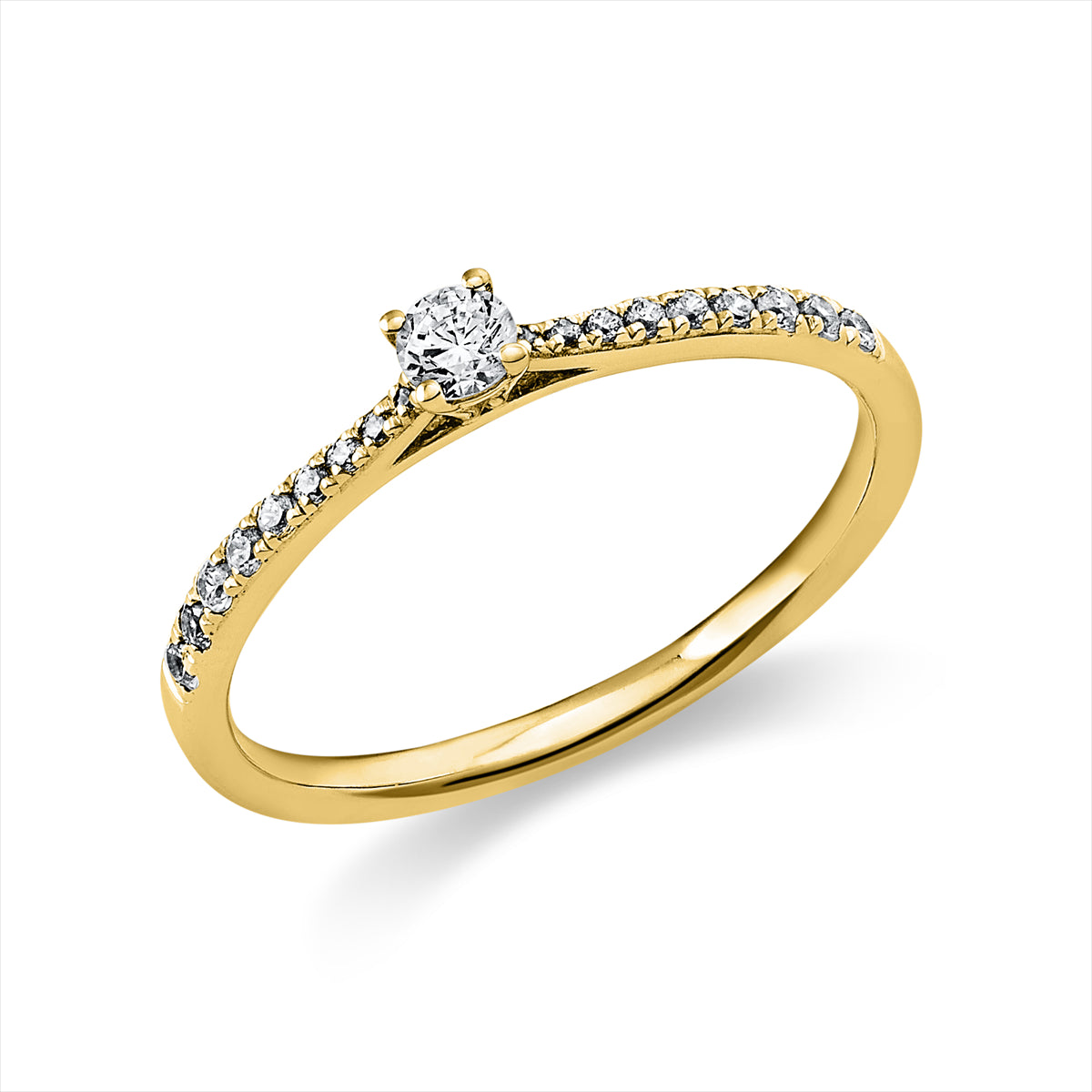 Solitaire mit Besatz Ring 0,22ct