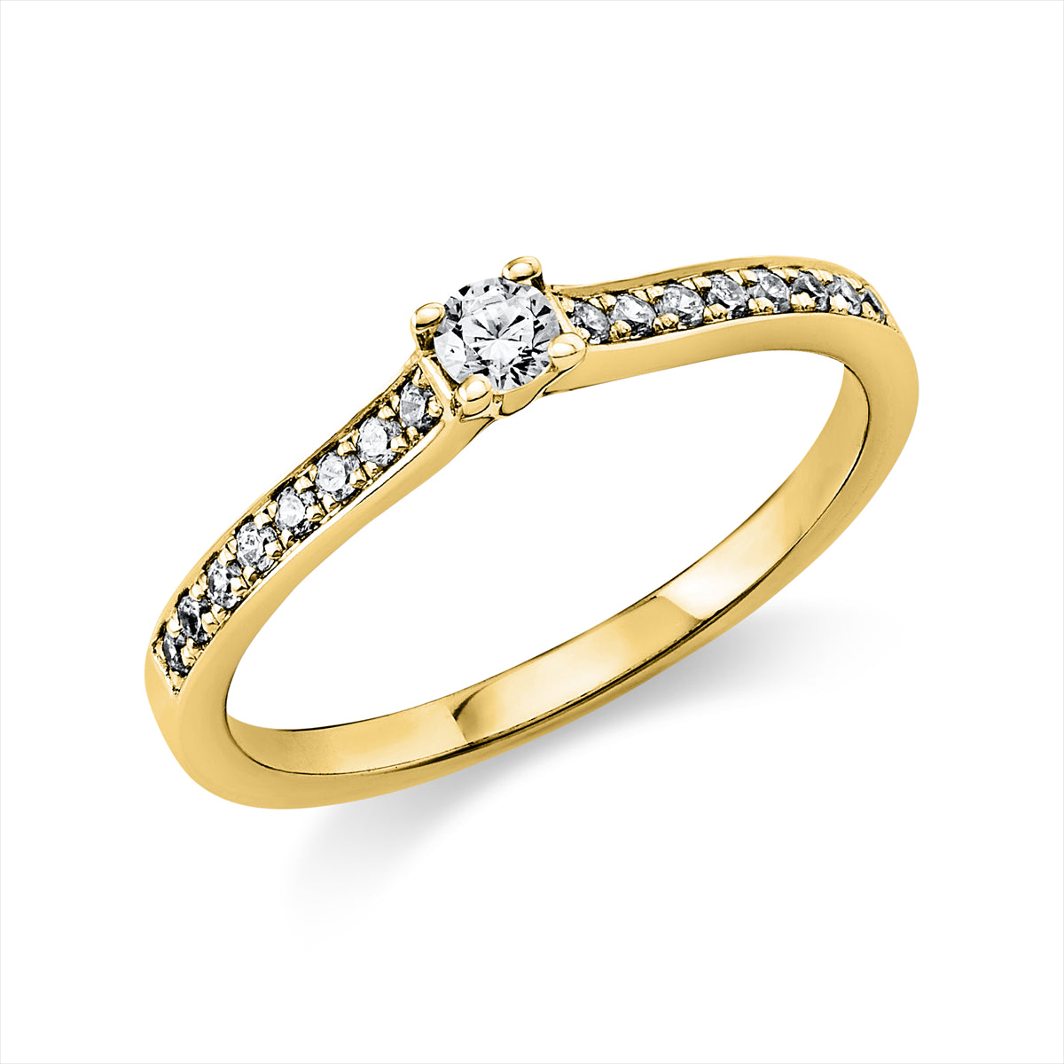 Solitaire mit Besatz Ring 0,22ct