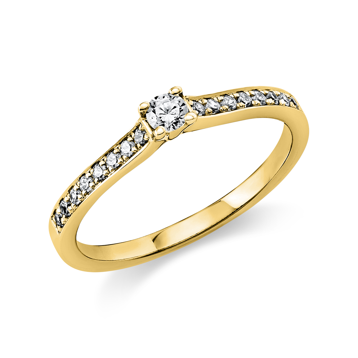 Solitaire mit Besatz Ring 0,22ct