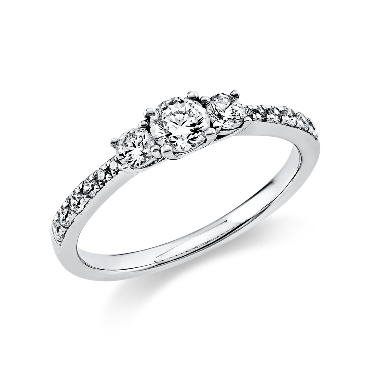 Solitaire mit Besatz Ring 0,58ct