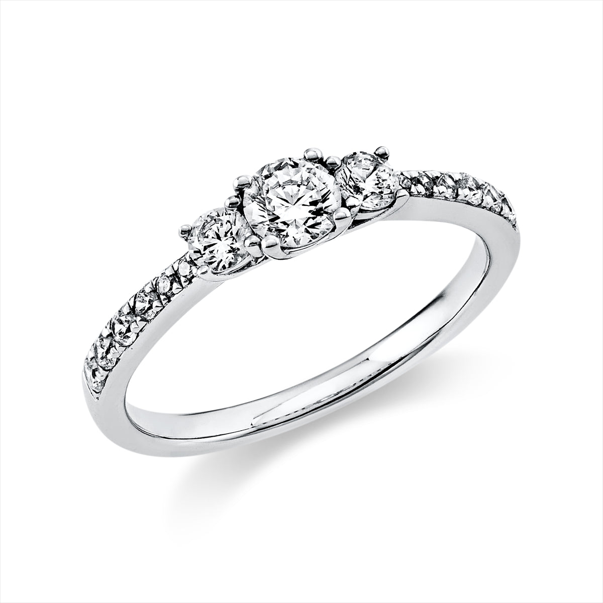 Solitaire mit Besatz Ring 0,58ct