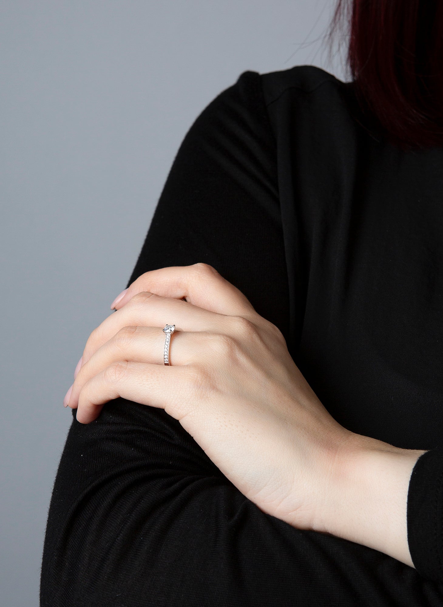 Solitaire mit Besatz Ring 0,43ct