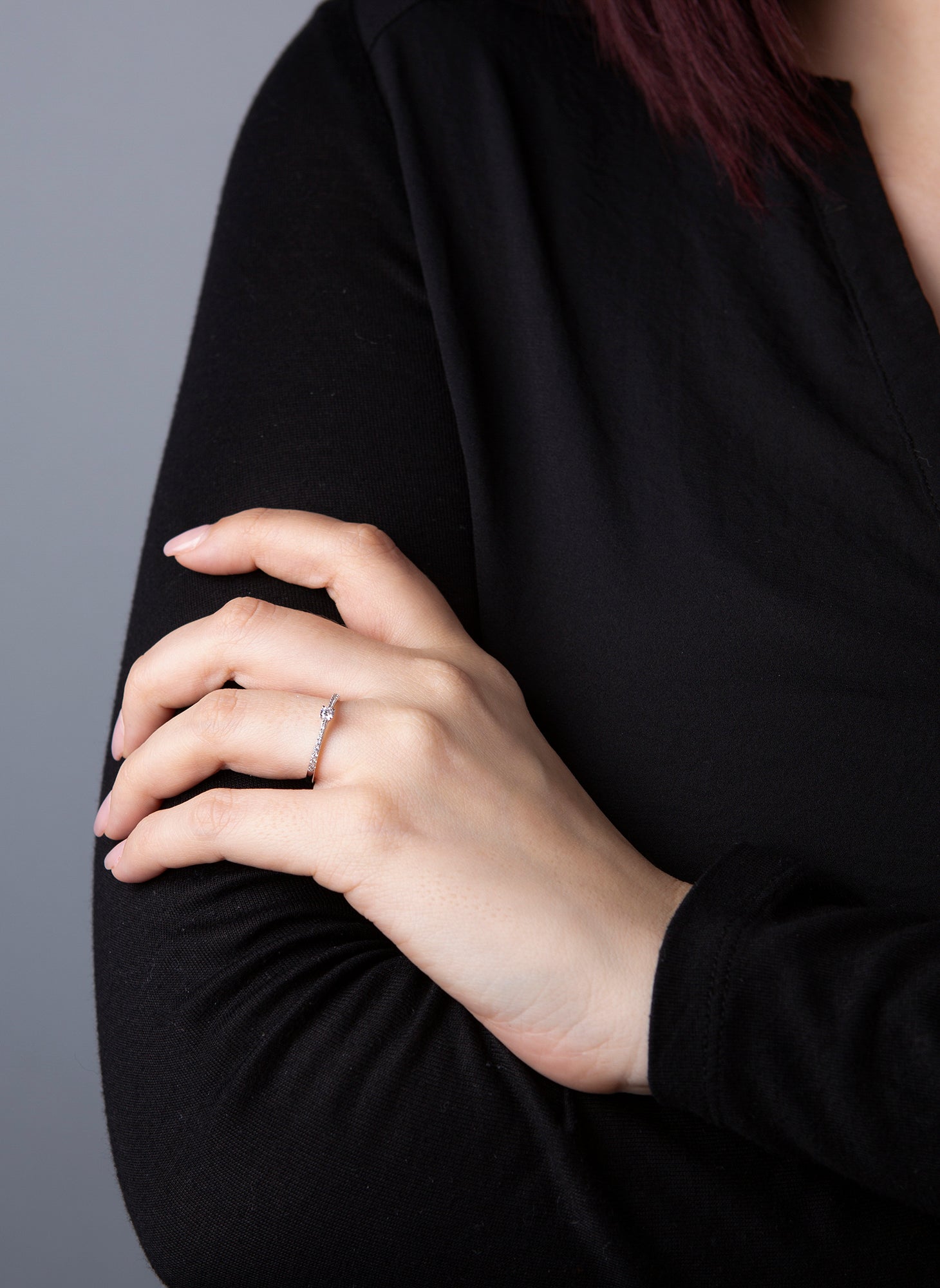 Solitaire mit Besatz Ring 0,22ct