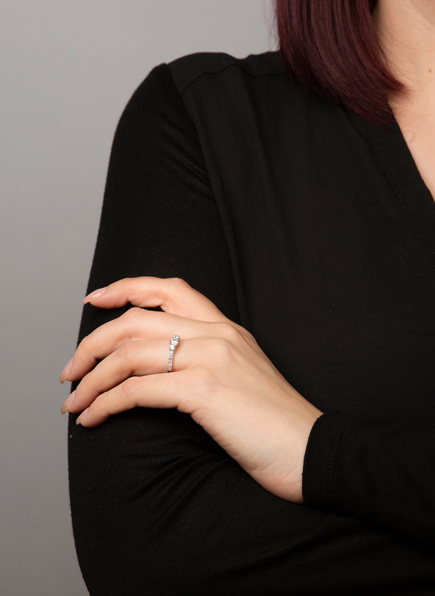 Solitaire mit Besatz Ring 0,58ct