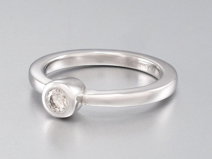 Solitärring - Diamant ca. 0,15 ct J/vs - 18K/750 Weißgold - Gr. 54 - 5,5 g
