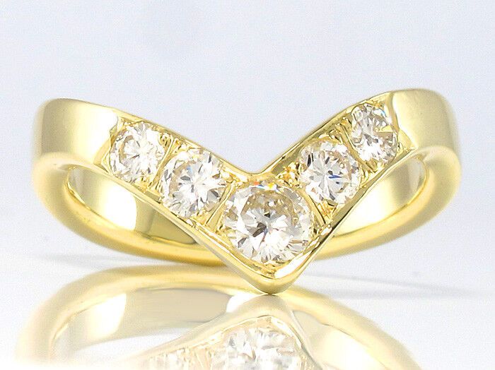 RING - 585/14K Gelbgold - 5 Brillanten ca. 0,65 ct - W/VSI - 5,5 g - Gr. 54