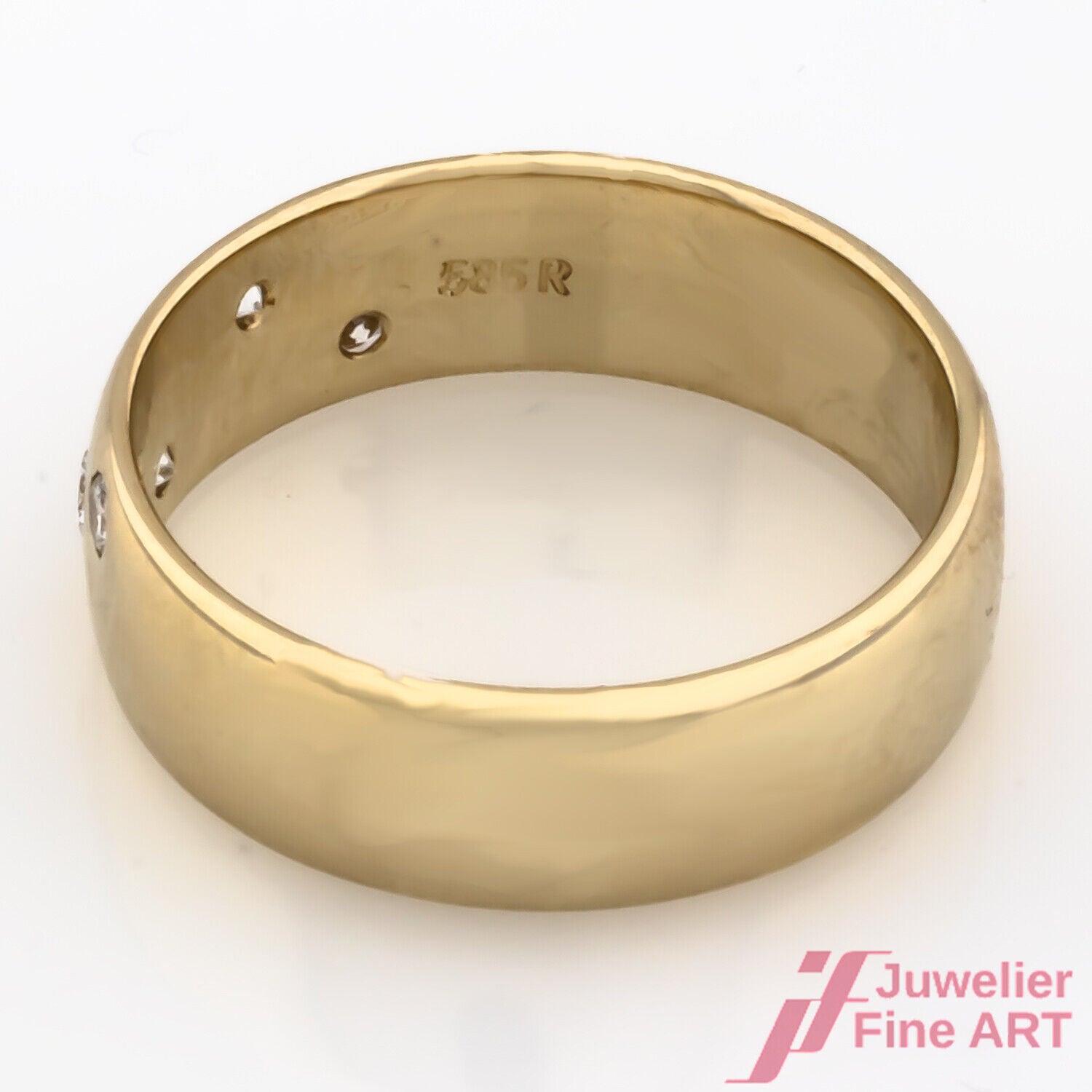 Ring  Bandring gewölbt 585/14K Gelbgold Diamanten Brillanten Größe 53