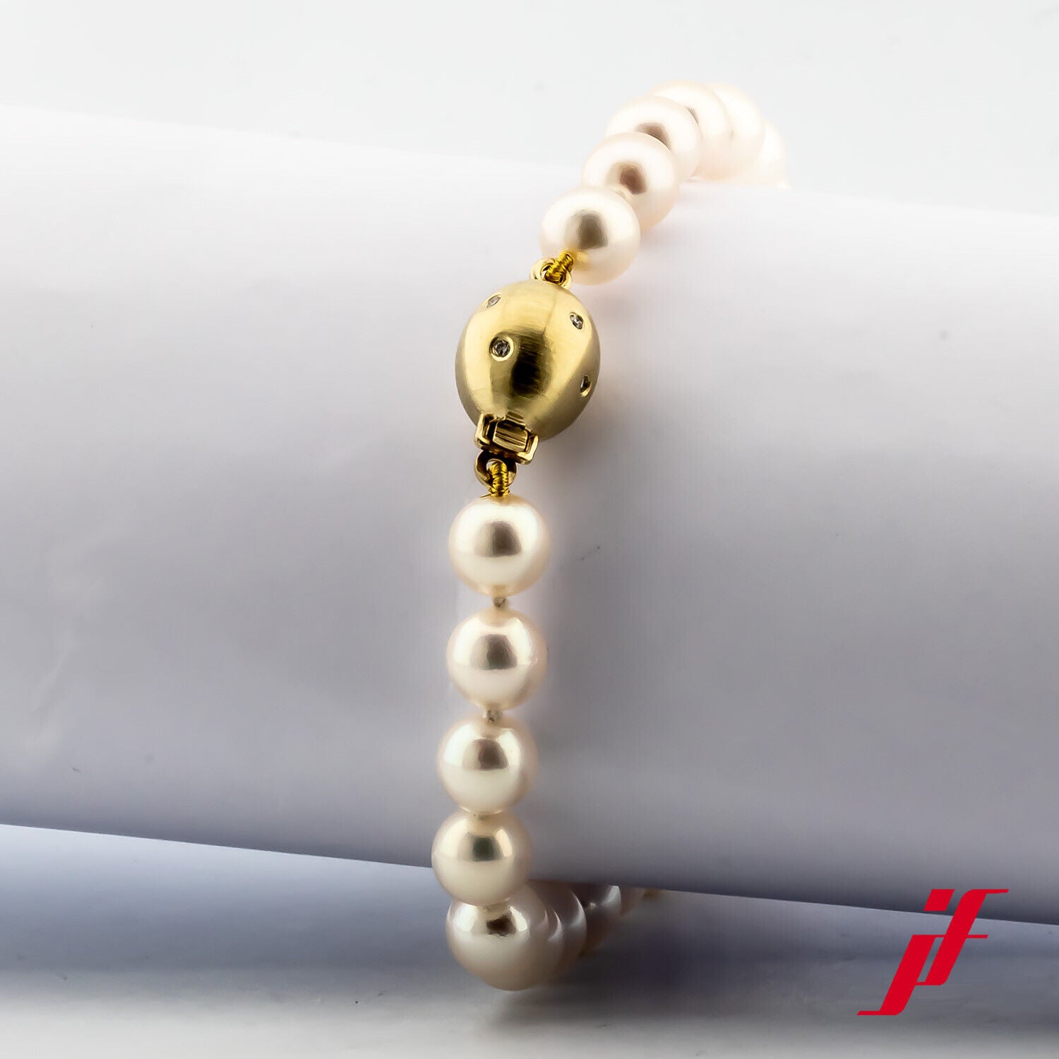 Armschmuck Perlenarmband 585/14K Gelbgold Diamanten Brillanten  Akoyaperlen