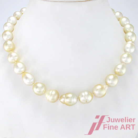 Südsee-Perlencollier mit 18- Gold-Schließe -Brillanten ca.0,10 ct W/SI - 46 cm