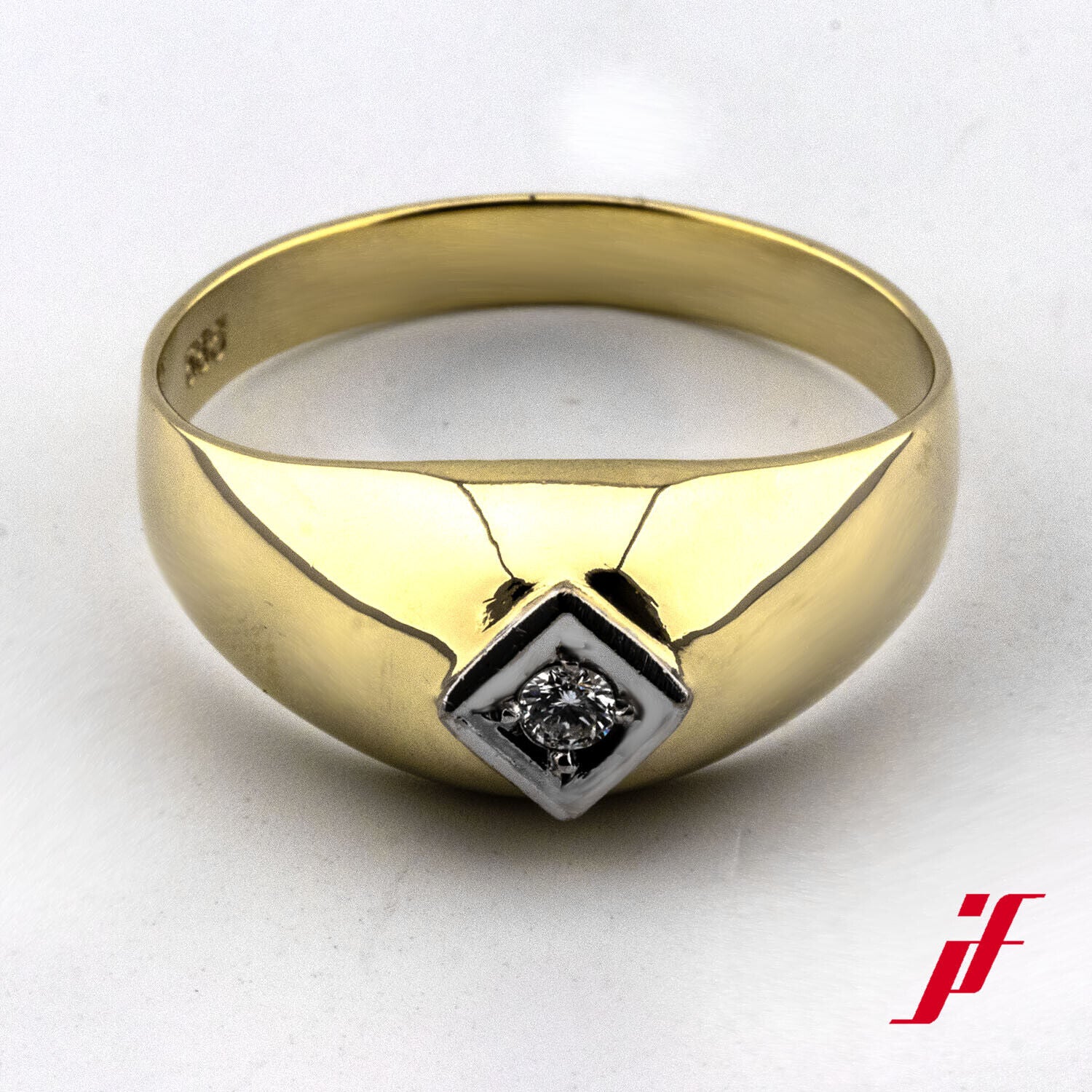 Ring Solitärring Unisex 585/14K Gelbgold Weißgold Diamant Brillant Größe 66