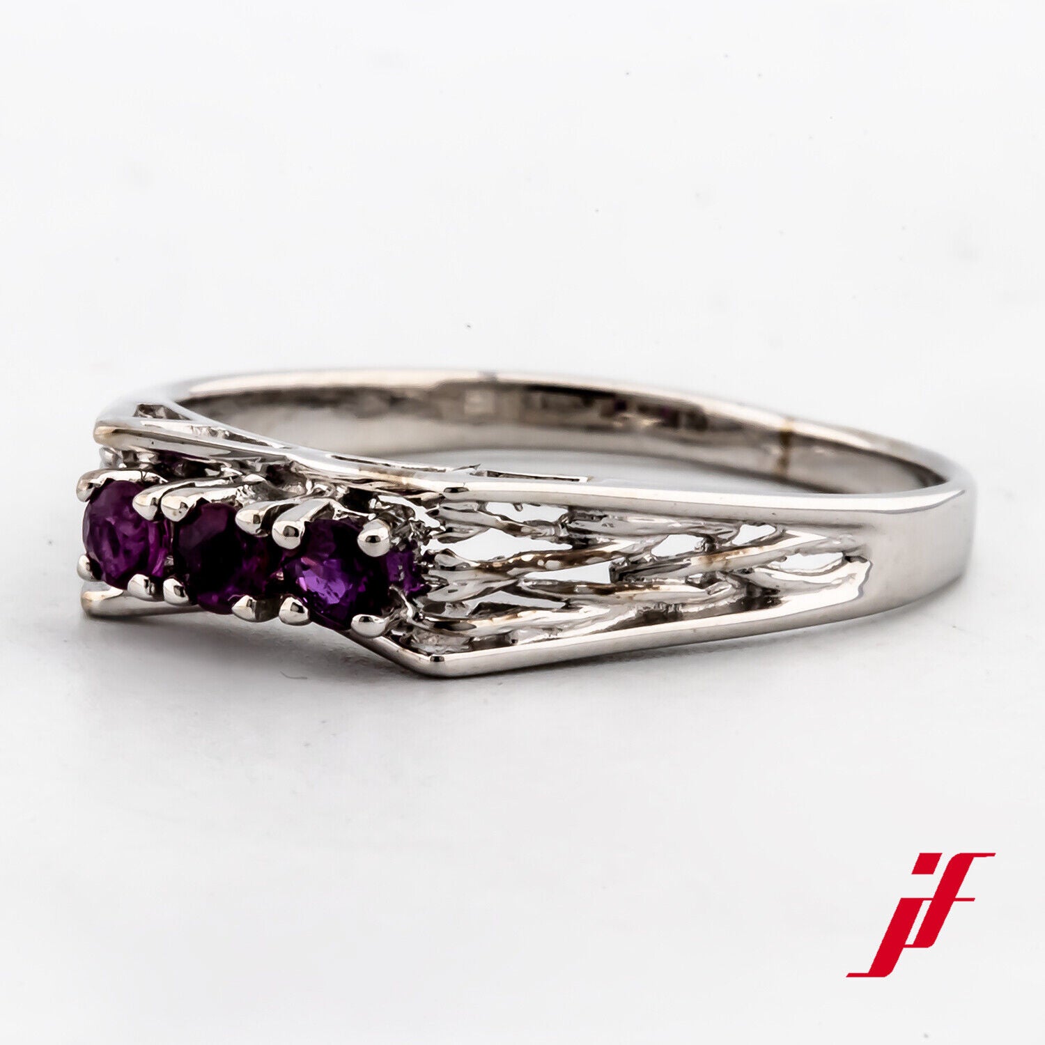 Ring Klassisch 585/14K Weißgold Rubine Größe 55