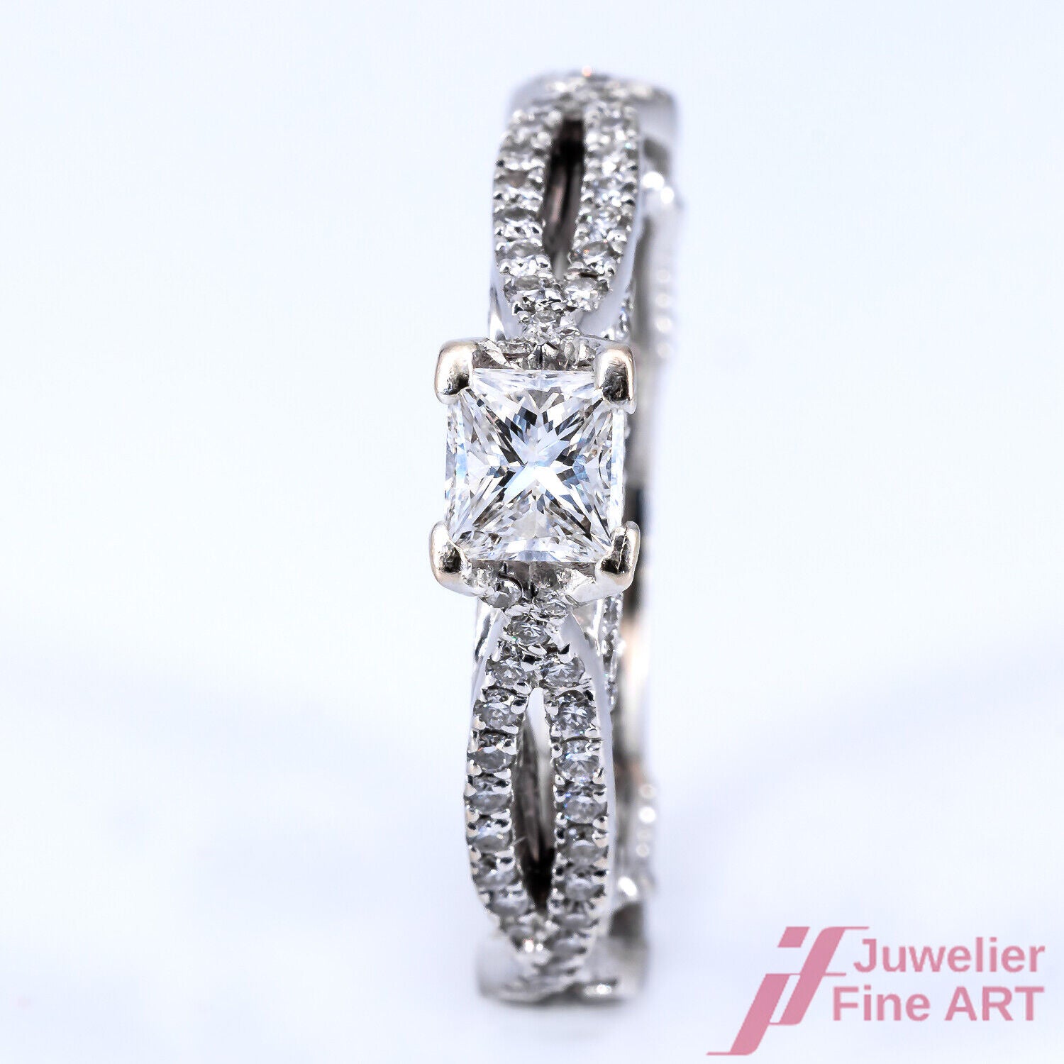 Designerring 18K/750 WG - 89 Diamanten ca. 1,07 ct - TW/VS-SI - 6,1 g - Gr. 49