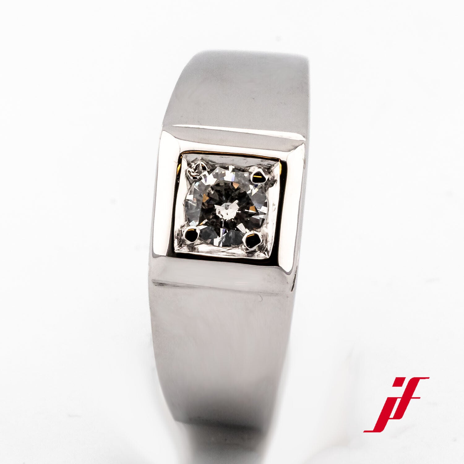 Ring Solitärring Unisex 585/14K Weißgold Diamant Brillant Größe 60