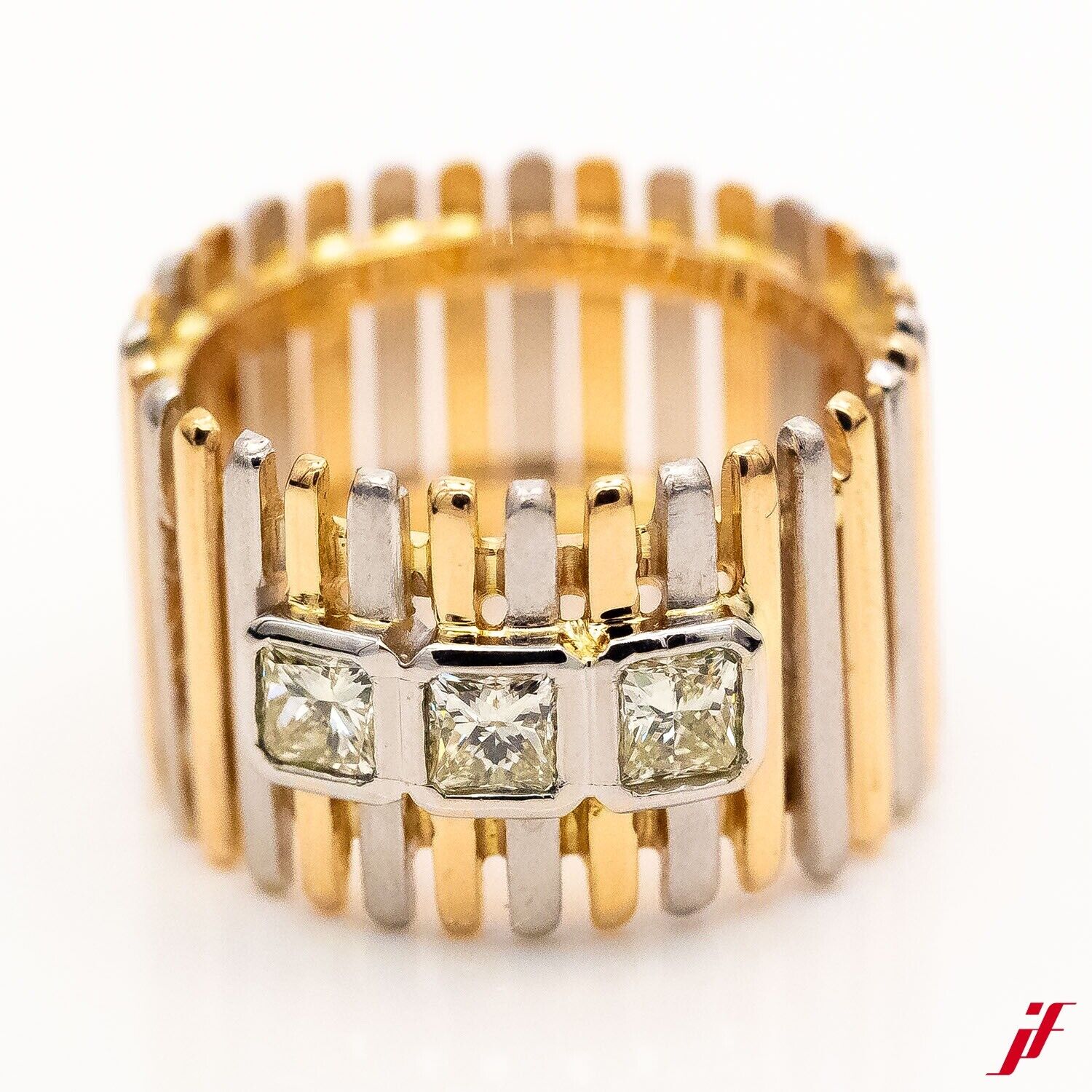 Ring 18K/750 Gelbgold Weißgold Diamant Princess ca. 1,20ct TW/VS - Wert 8.200€