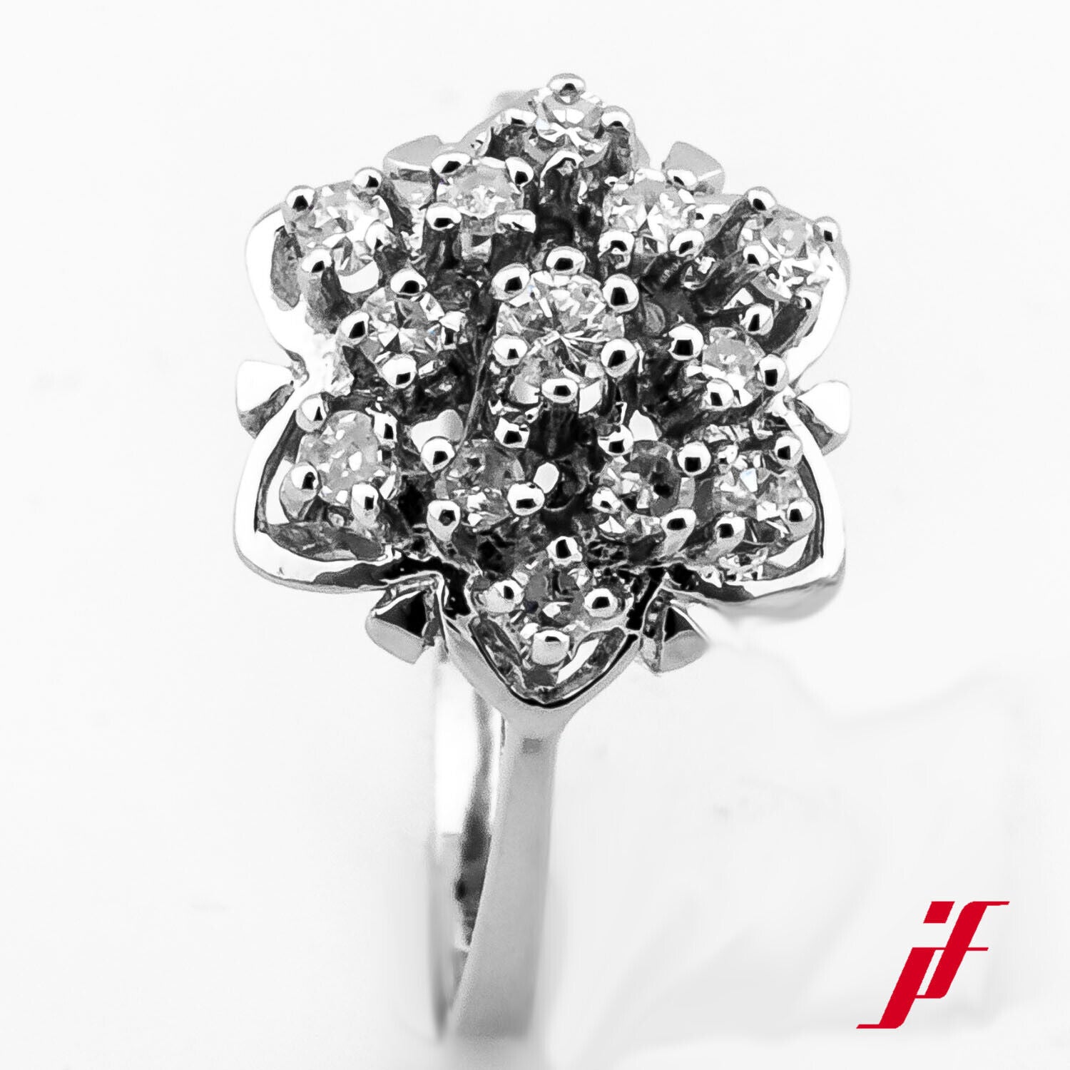 Ring Floral 585/14K Weißgold Diamanten Brillanten Größe 51,5