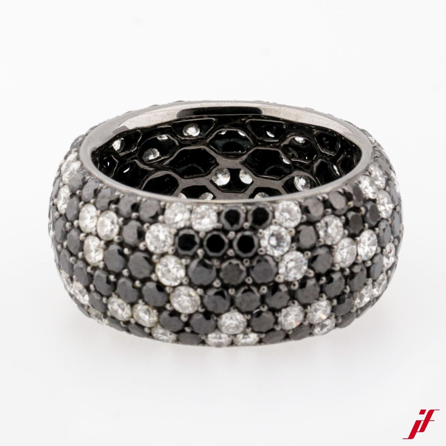 Ring mit Diamantbesatz 18K Weißgold 210 Brillanten schwarz/weiss - NP 9000€