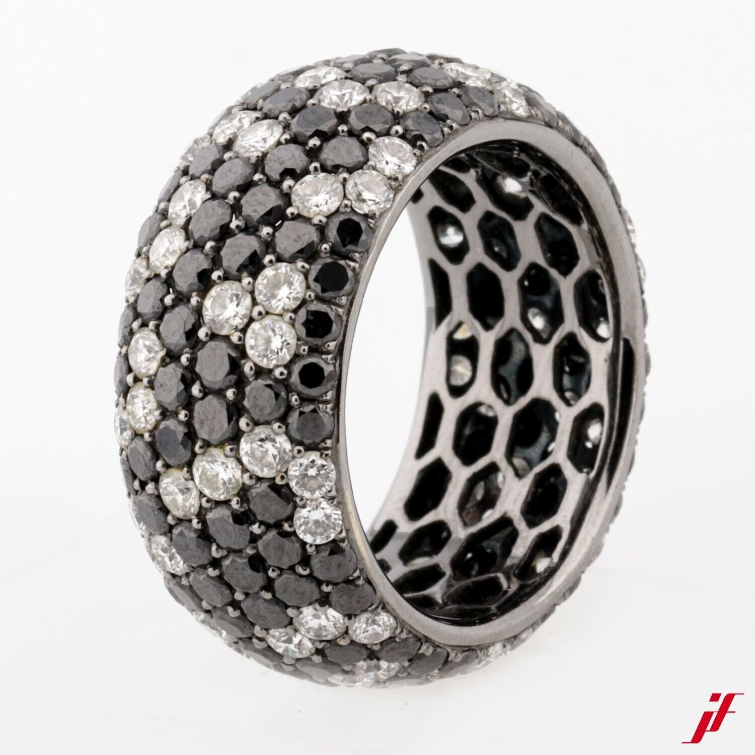 Ring mit Diamantbesatz 18K Weißgold 210 Brillanten schwarz/weiss - NP 9000€