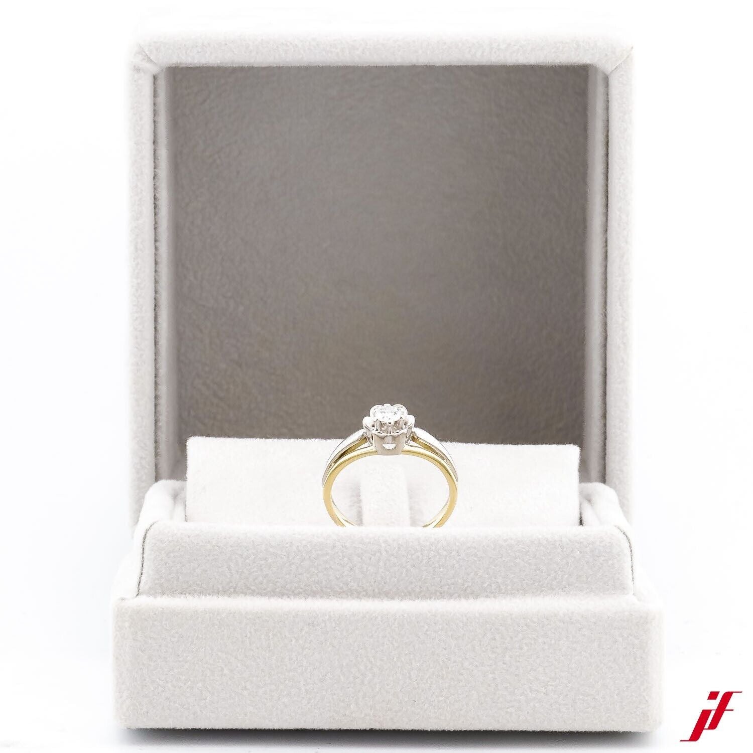 Solitärring 750/18K Weißgold Gelbgold 1 Diamant Brillant 0,25 ct - Wert 1500€