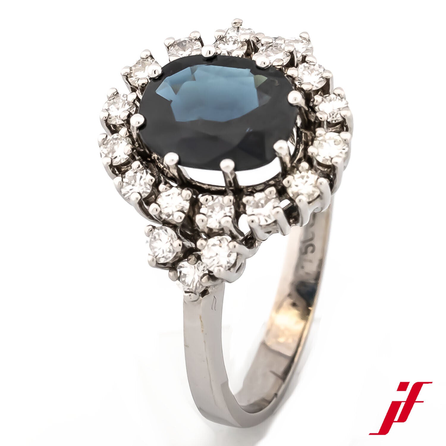 Ring Klassisch 750/18K Weißgold 1 Top Saphir Diamanten Brillanten Größe 57,5